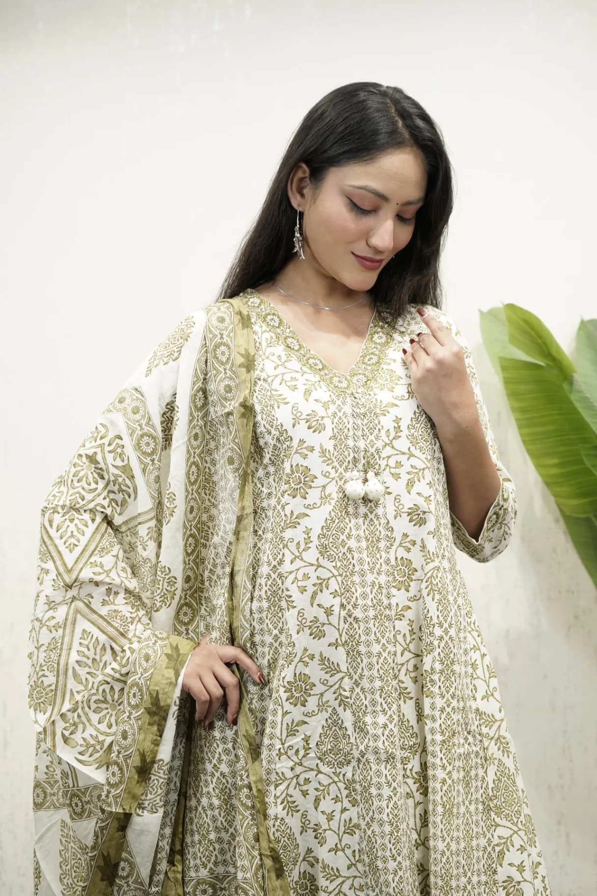 Elegant Printed A-Line Kurti Set