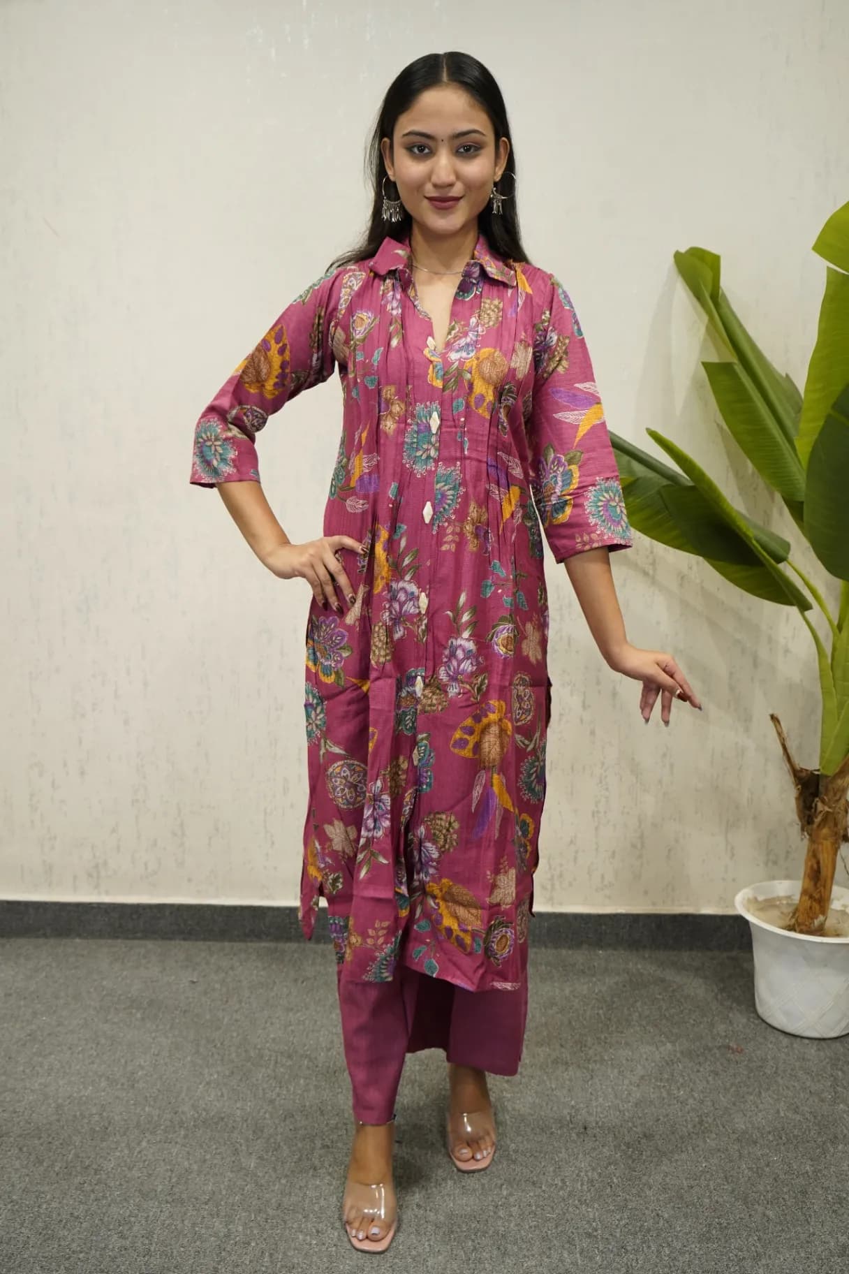 Floral Shirt-Style Kurti