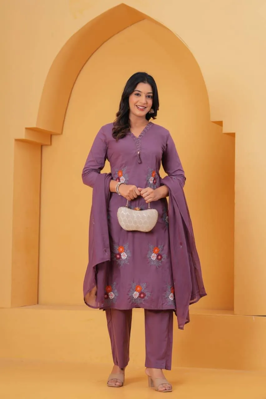 Embroidered Straight Kurti Set